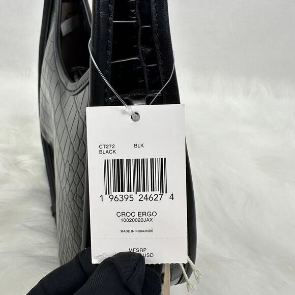 Coach Ergo Shoulder Bag In Croc Embossed Coachtopia Leather Black CT272 Rainbow - Picture 3 of 9